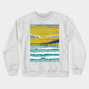 Ocean Beach Municipal Pier or OB Pier in San Diego County California WPA Poster Art Crewneck Sweatshirt